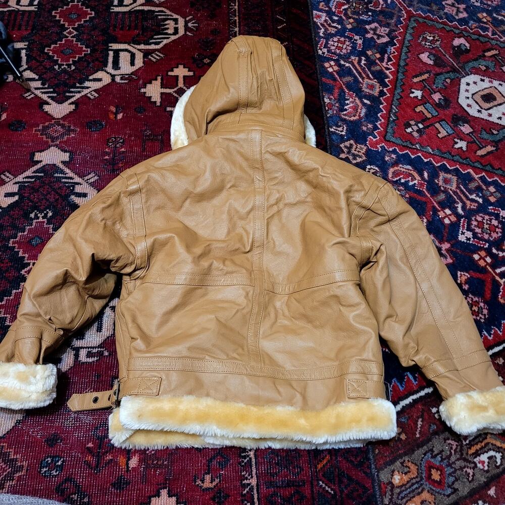 Vintage Shebang USA Shearling Leather Jacket Coat Sz 4T - Picture 6 of 6